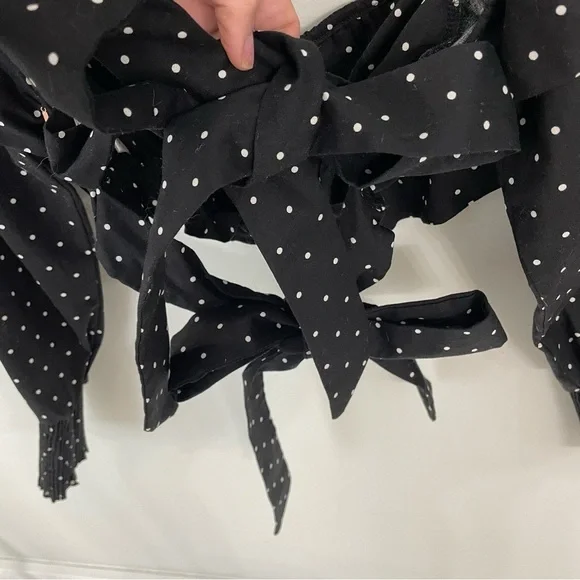 MISA Los Angeles Kayly Black Polka Dot Open Back Ruffle Cotton Crop Top Sz S. 23 - Picture 9 of 11